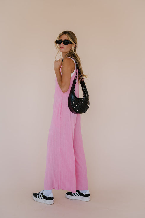 Everyday Ease Ribbed Jumpsuit// Barbie Pink